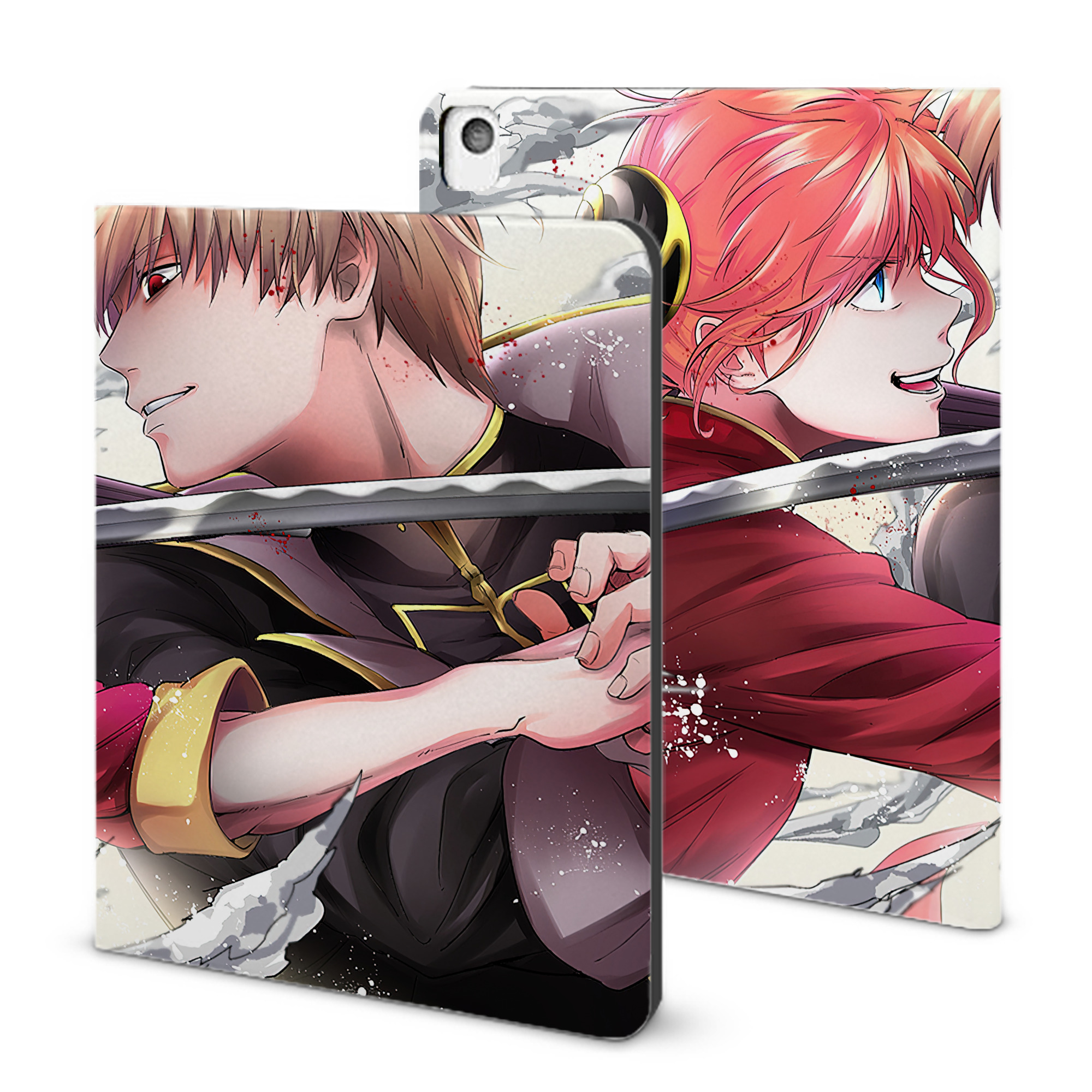 （画像用） ぎんたま 坂田銀時（さかたぎんとき） 神楽 志村新八（しむら しんぱち） GINTAMA Sakata Gintoki Kagura Shimura Shinpachi IPadケース ペンホルダー付き ブックスタイルデザイン